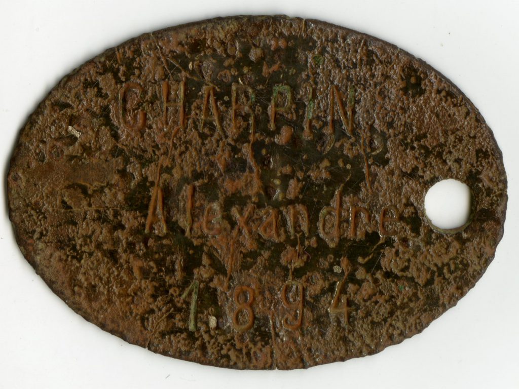 Plaque d'identité militaire « CHARPIN Alexandre 1894 »