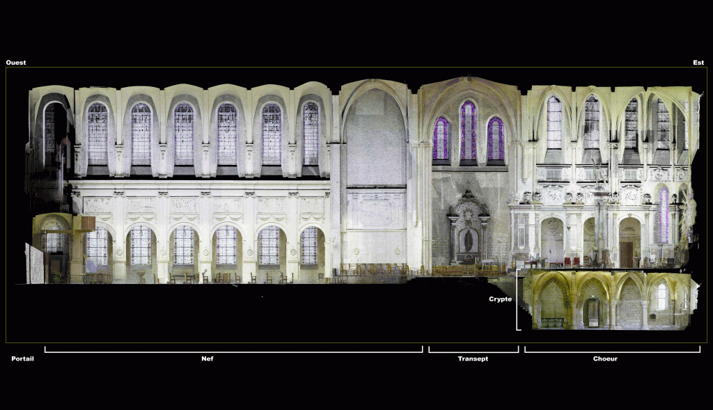 Coupe longitudinale de l’église de Ham