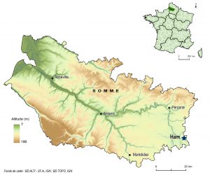 Carte de localisation de Ham (Somme)