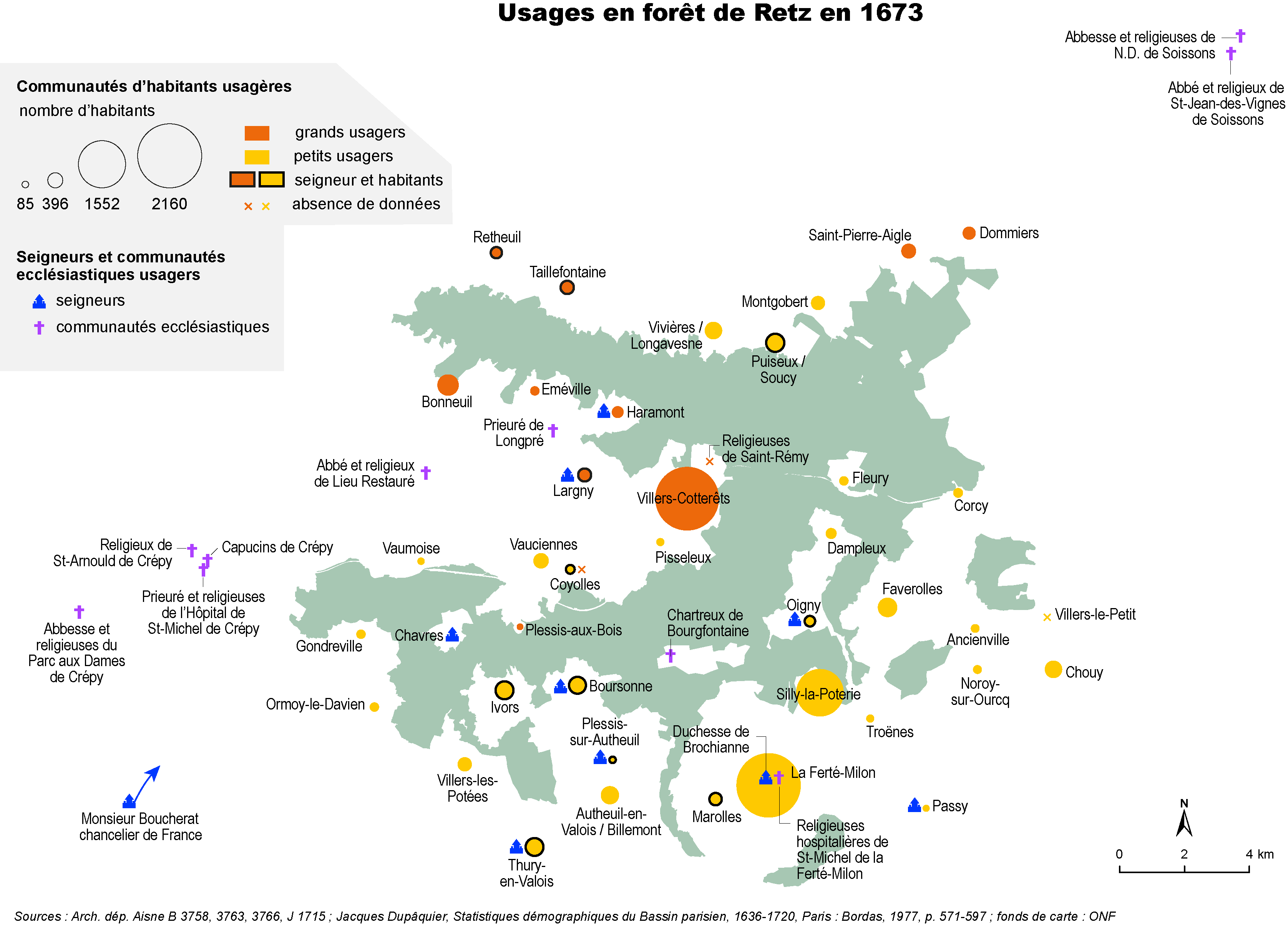 carte des usages en forêt de Retz