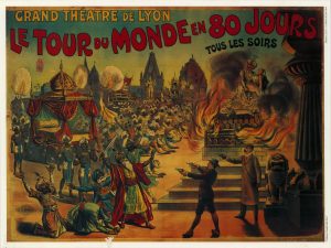 Affiche du spectacle « Le Tour du monde en 80 jours » [reproduction]