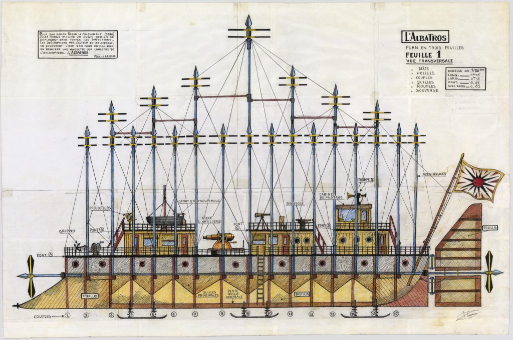 Plan de la maquette l'Albatros. Feuille 1 vue transversale.