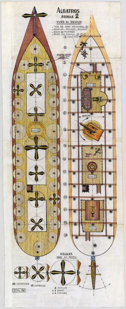 Plan de la maquette l'Albatros. Feuille 2 vue de dessus.