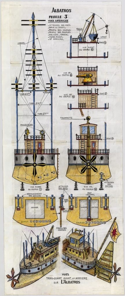 Plan de la maquette l'Albatros. Feuille 3 vue latérale.