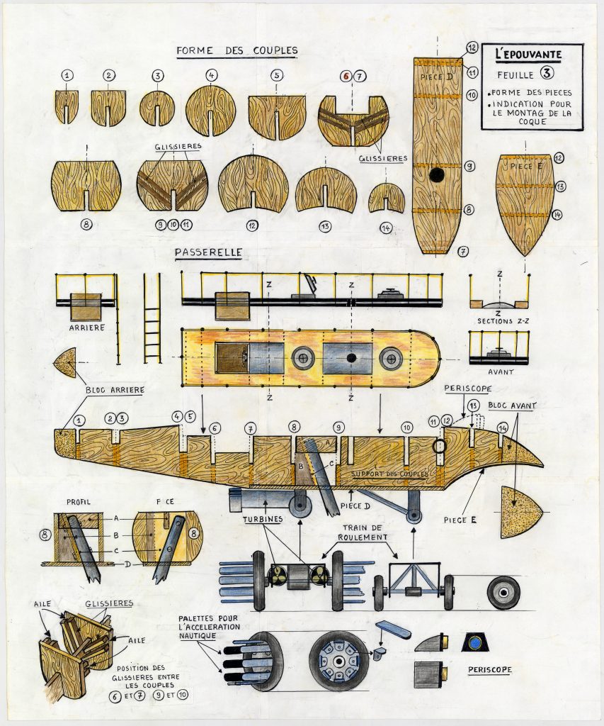 Plan de la maquette l’Épouvante. Feuille 3.