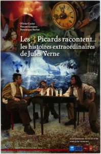 Affiche de spectacle : les 3 picards racontent… les histoires extraordinaires de Jules Verne