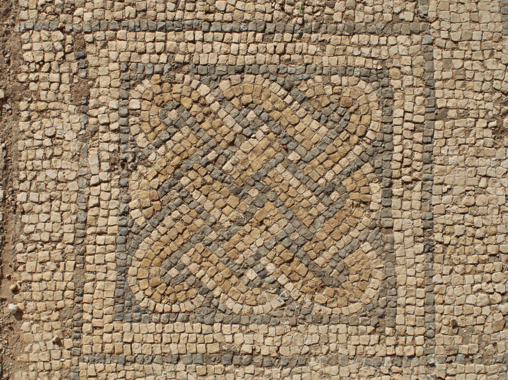 Détail du sol en mosaïque d'une salle des grands thermes (© N. Lamare. Mission archéologique à Sbeïtla).