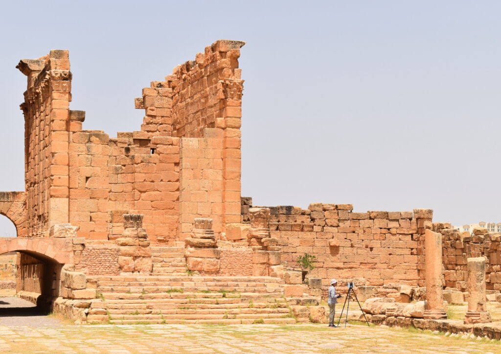 Relevé du forum par scanner laser 3D (© N. Lamare. Mission archéologique à Sbeïtla).