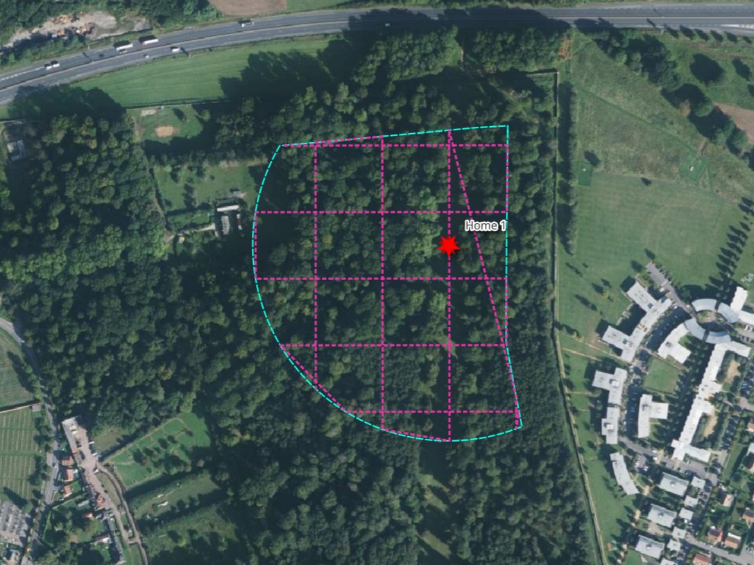 Quadrillage de la zone de vol réalisée par le drone